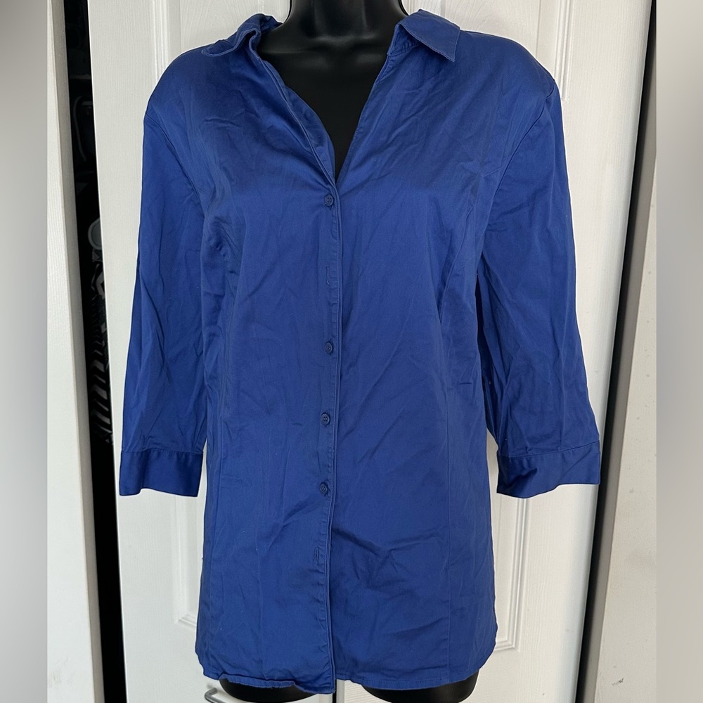 Lane Bryant - *Plus Size* Blue 3/4 sleeve linen button down - Size 20